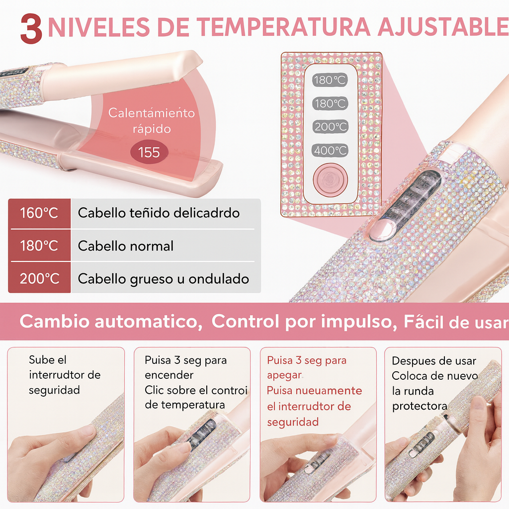 BrilloBelleza - Mini Plancha De Pelo Inalámbrica