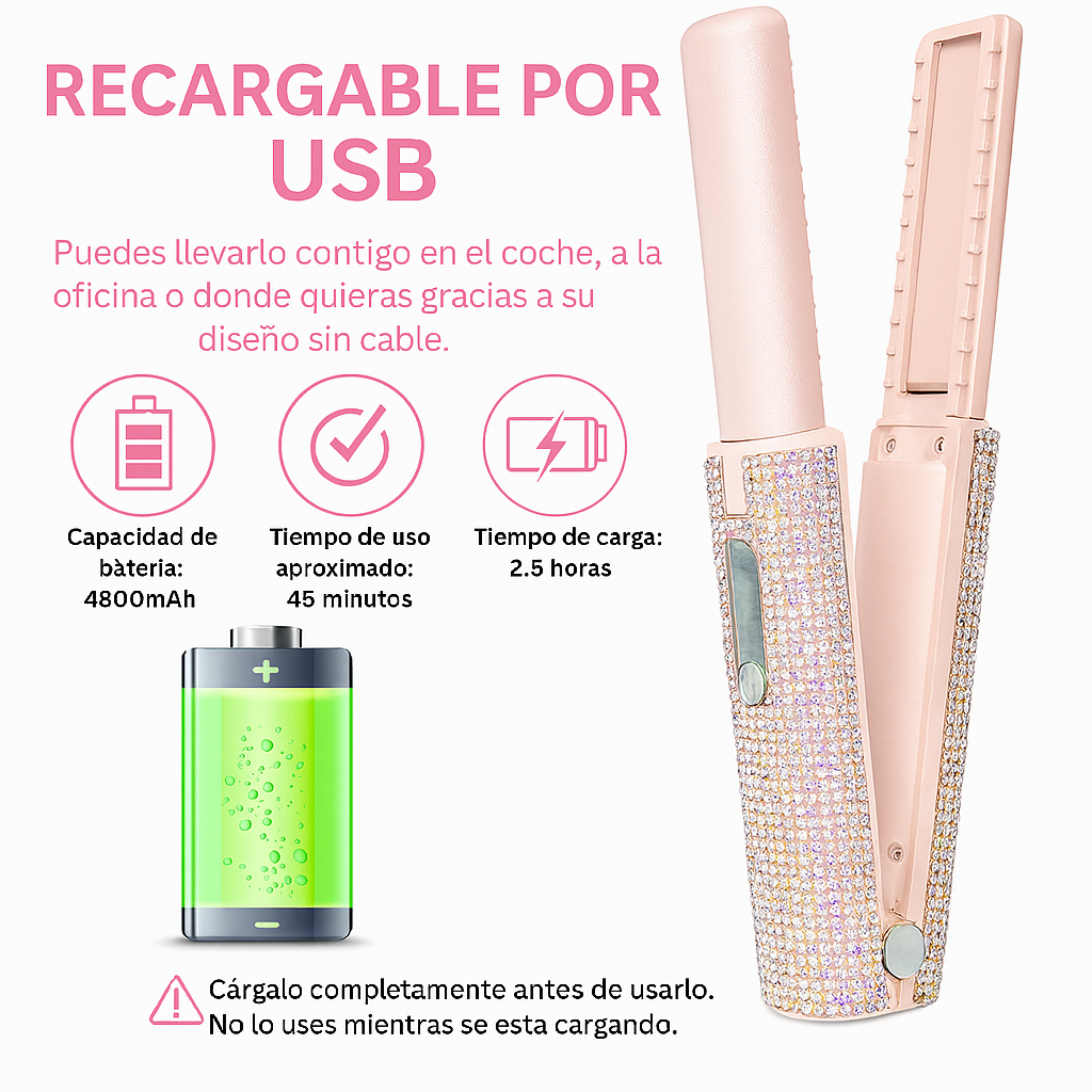 BrilloBelleza - Mini Plancha De Pelo Inalámbrica